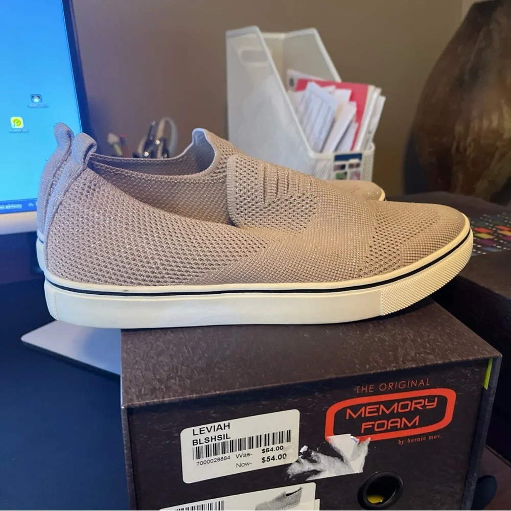 bernie mev. Beige Slip-On Women's Sneakers memory foam size 6.5 new